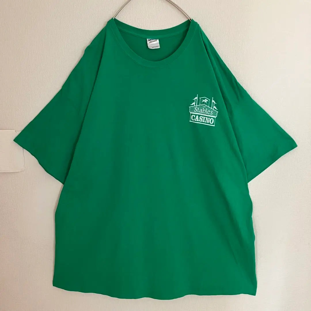 Camiseta de gran tamaño con el logotipo grande del casino Stables Camiseta de diseño antiguo verde