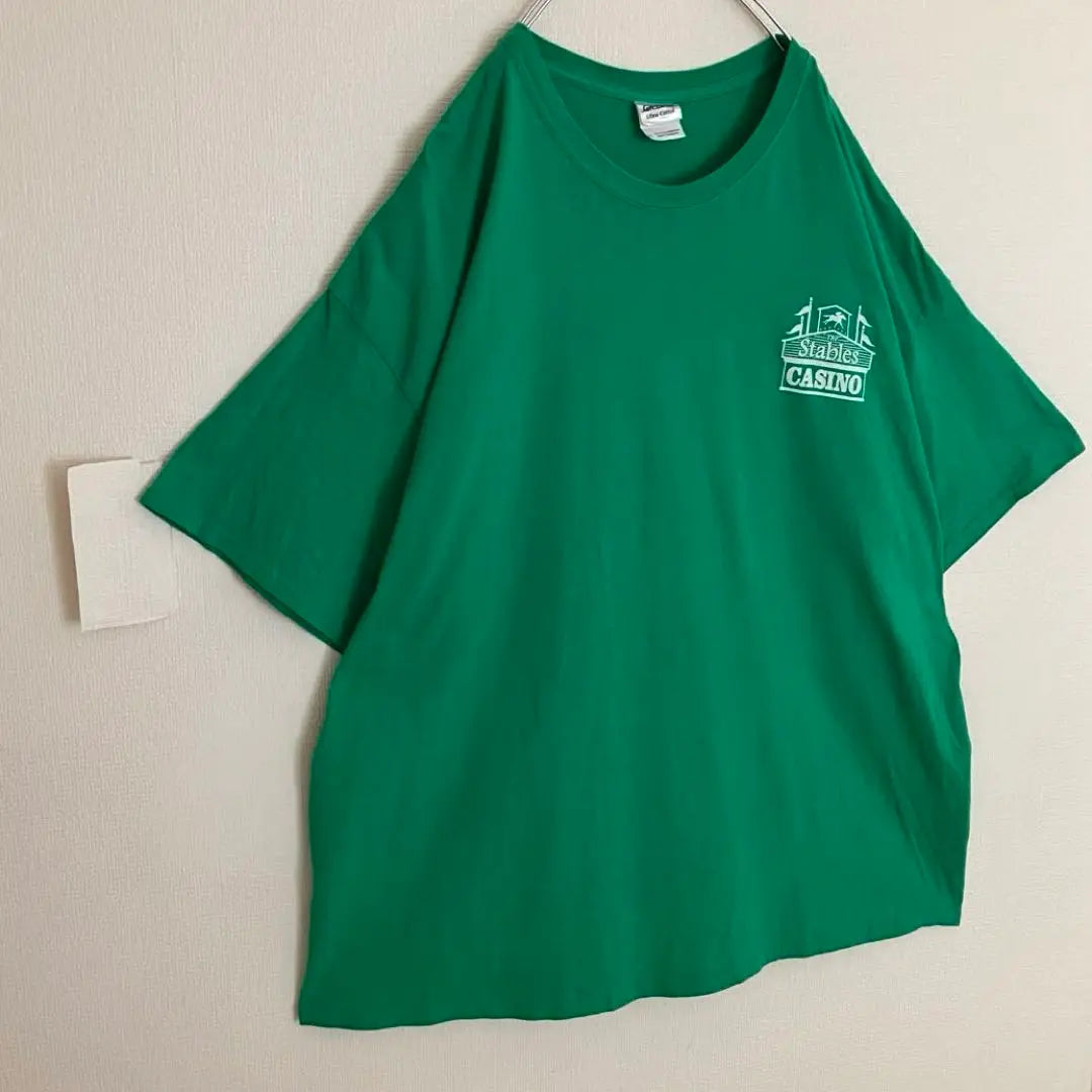 Camiseta de gran tamaño con el logotipo grande del casino Stables Camiseta de diseño antiguo verde