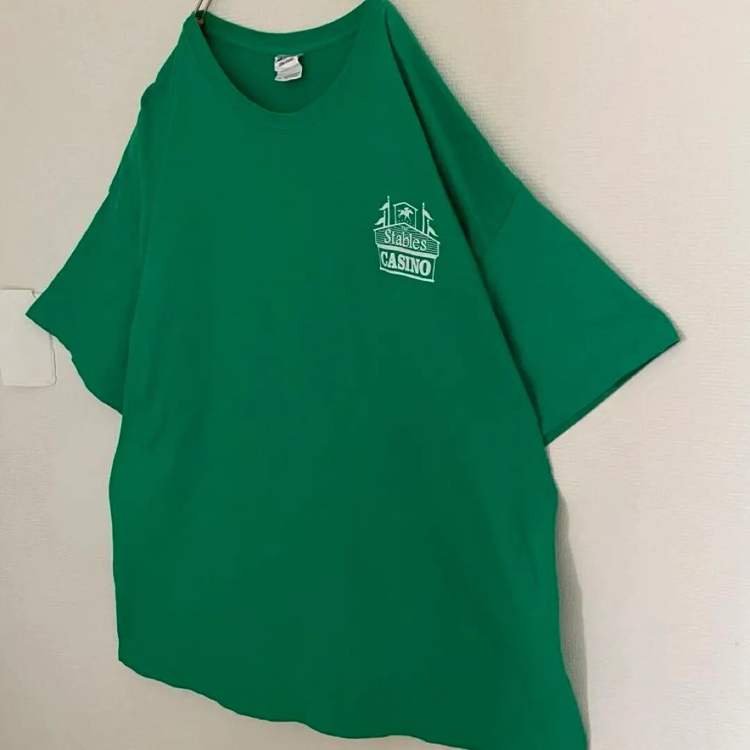 Camiseta de gran tamaño con el logotipo grande del casino Stables Camiseta de diseño antiguo verde