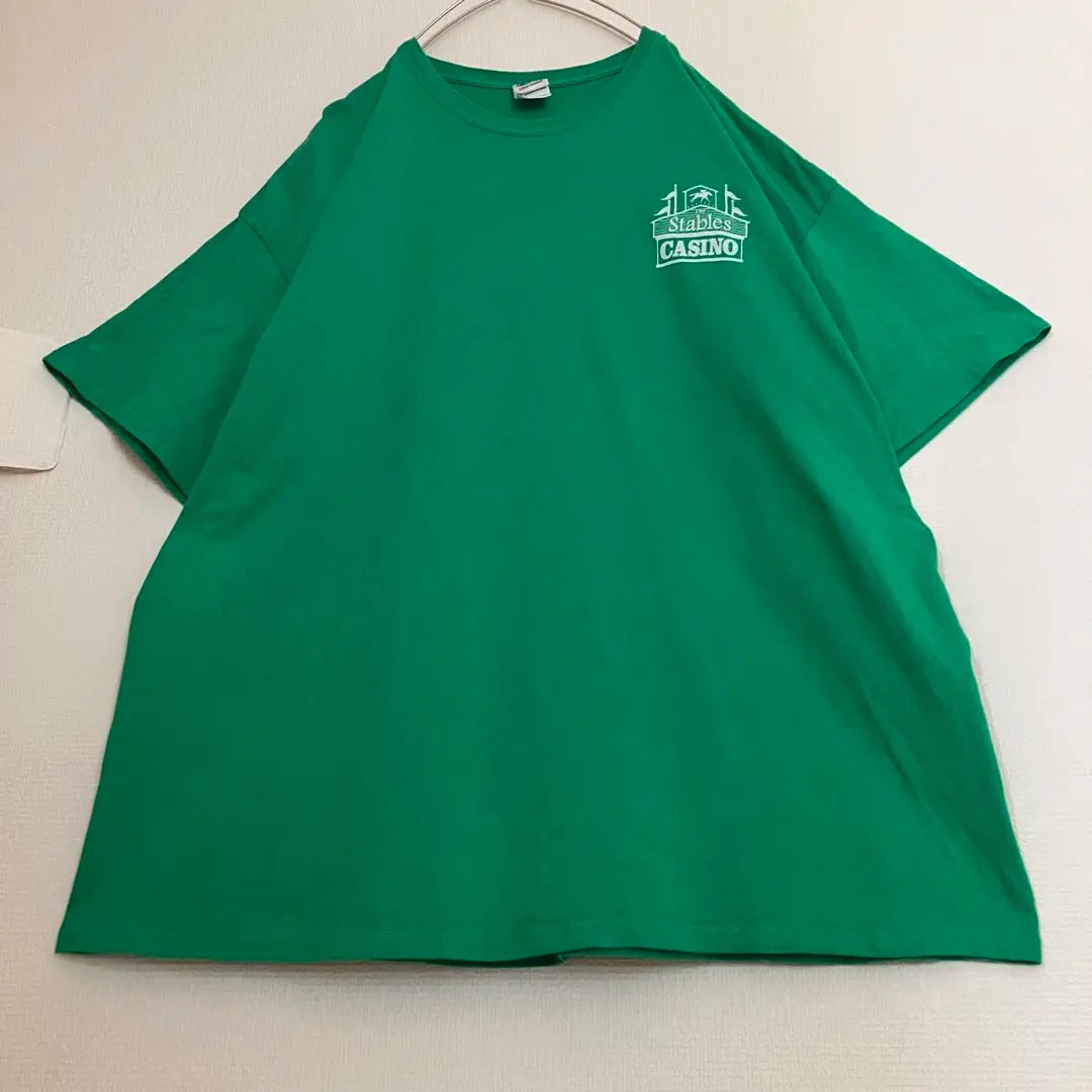 Camiseta de gran tamaño con el logotipo grande del casino Stables Camiseta de diseño antiguo verde