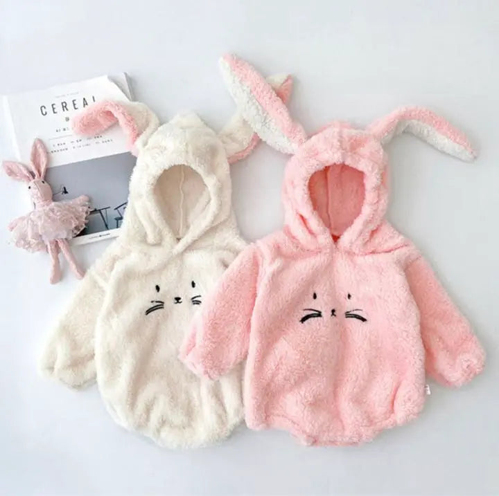 Rabbit Rompers Baby Mokomoko Cats Outer Children's Cold Protection | うさぎ ロンパース ベビー もこもこ 着ぐるみ アウター 子供 防寒