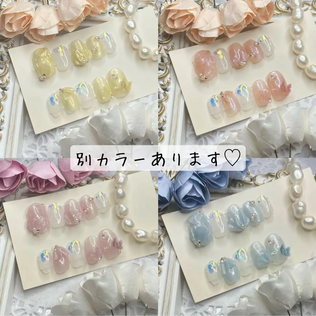 Order size ♡ Pastel 3D flower nail tip pink