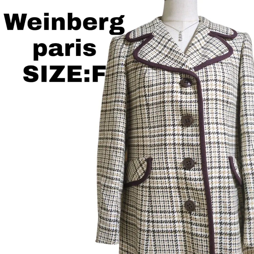 [Vintage style] Weinberg check pattern long coat with large collar.