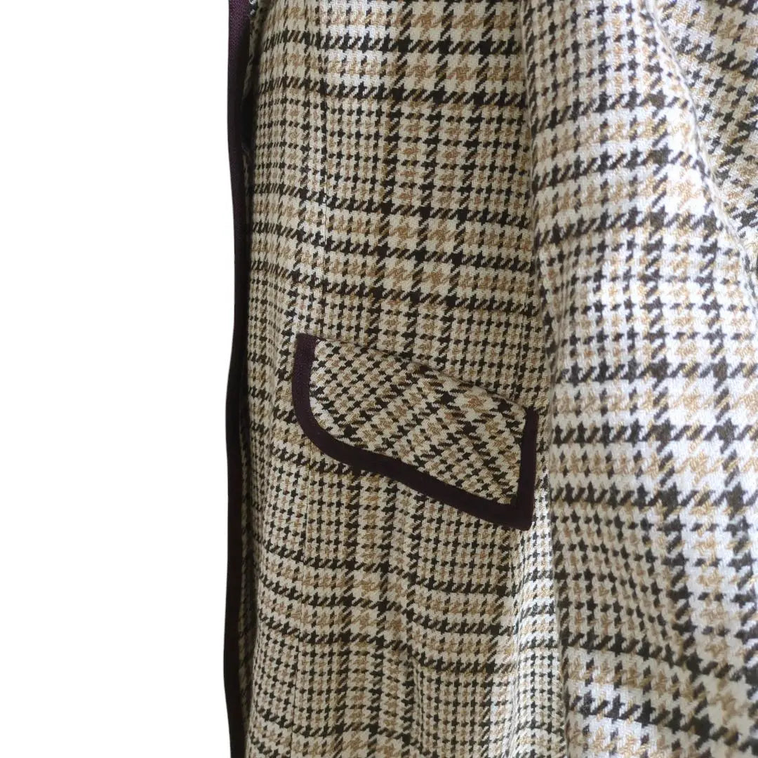 [Vintage style] Weinberg check pattern long coat with large collar.