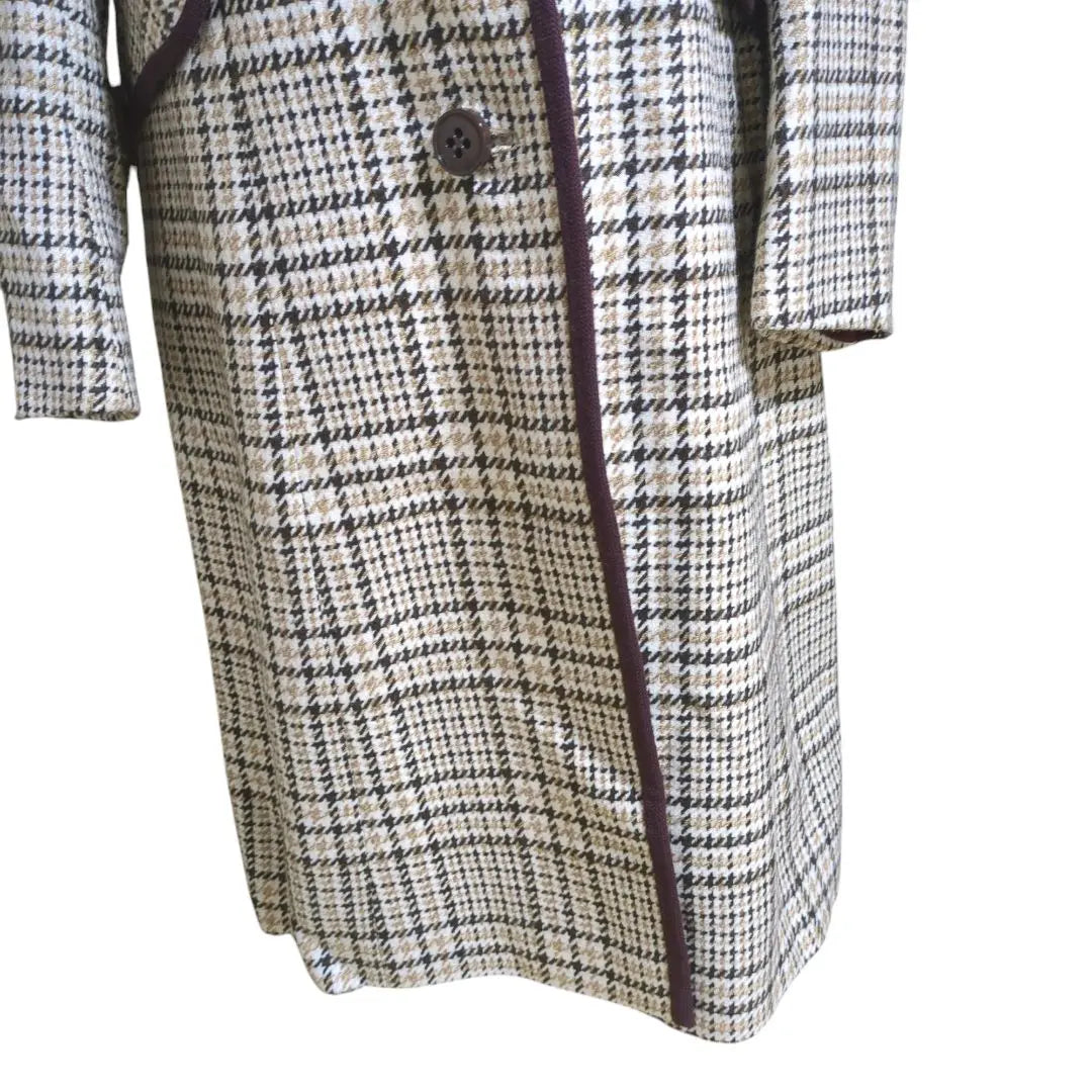 [Vintage style] Weinberg check pattern long coat with large collar.