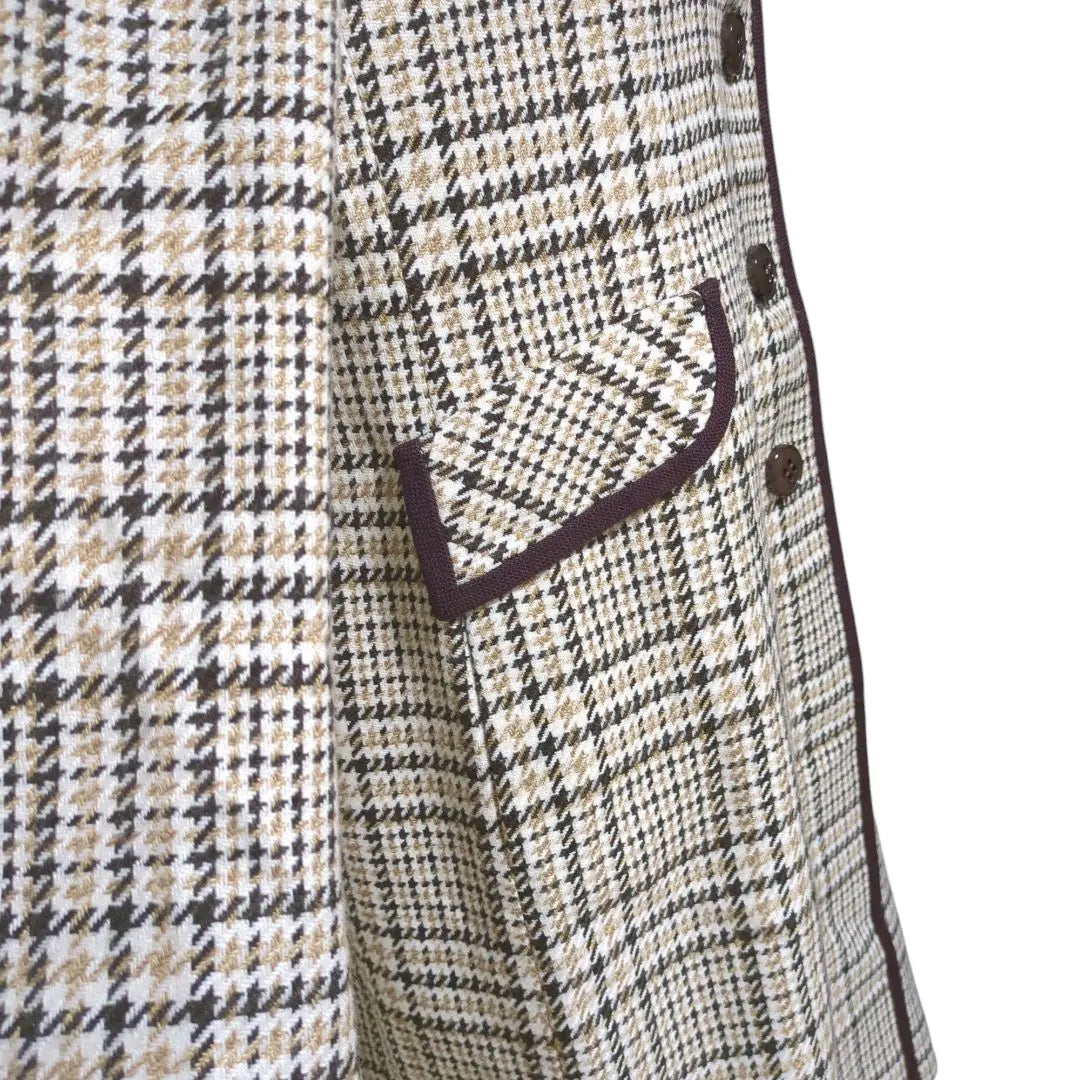 [Vintage style] Weinberg check pattern long coat with large collar.