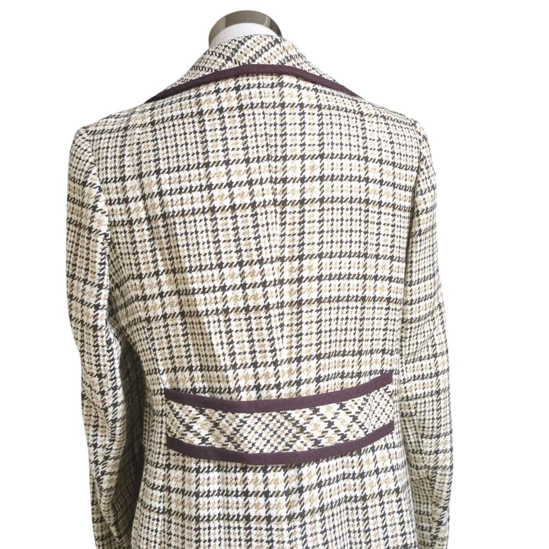 [Vintage style] Weinberg check pattern long coat with large collar.