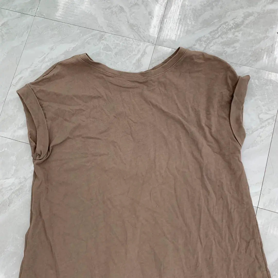 PLST Dress, Cotton, Short Sleeve, Plain, Beige, M, Simple, Cute