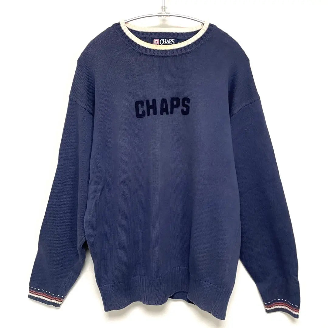 [Rare used clothing] 90s' Chaps Ralph Lauren Cotton Sweater Navy L