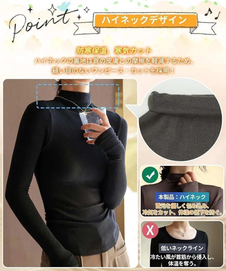 Tops De Cuello Alto Mujer L Relatulence Con Manga Moe Gris Claro | ハイネック トップス レディース L 伸縮性 着回し 萌え袖 ライトグレー