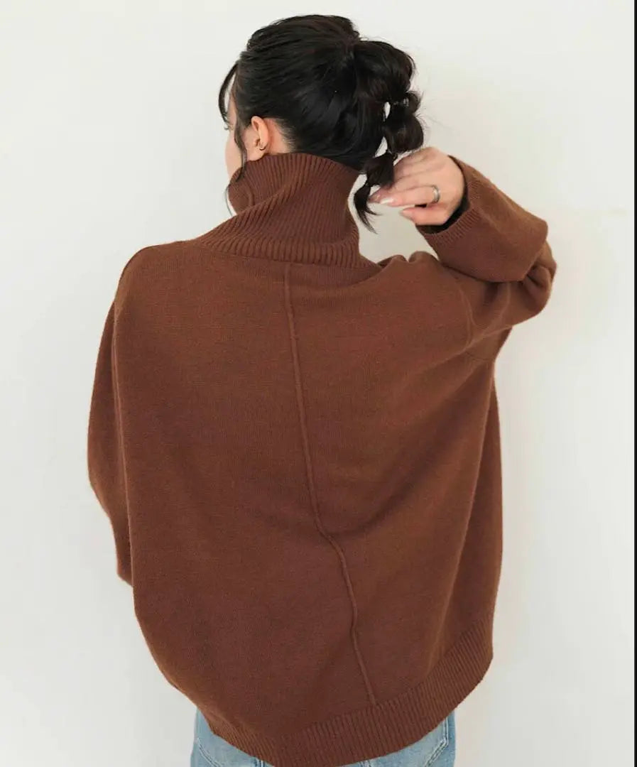 FASHIRU loose high neck knit brown | fashiru ルーズハイネックニット　ブラウン