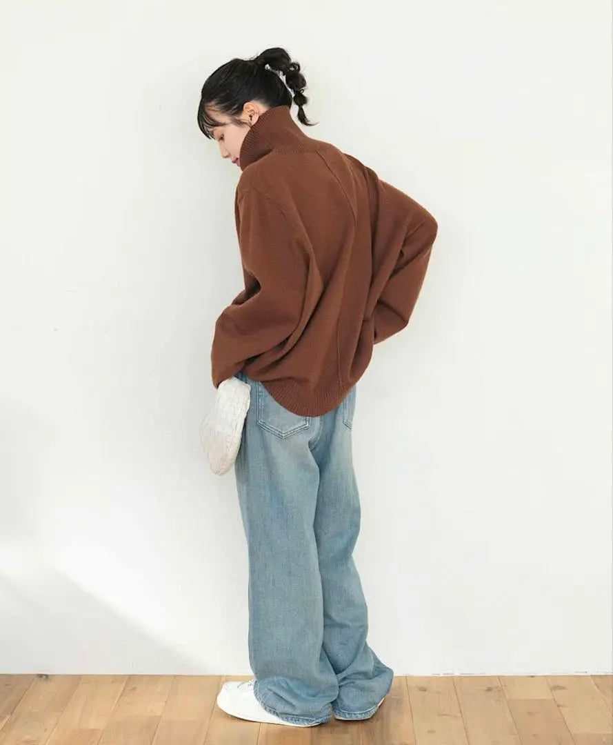 FASHIRU loose high neck knit brown | fashiru ルーズハイネックニット　ブラウン