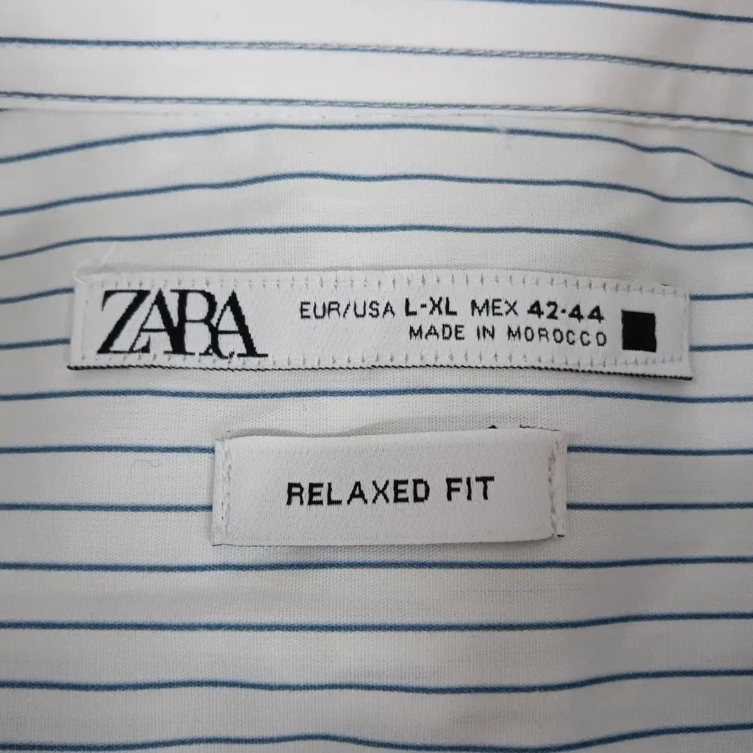 ★ Hermosos productos ★ ZARA Camisa de manga larga con corte, camisa con estampado de rayas para hombre simple | ★美品★ ZARA 長袖 カッターシャツ シャツ ストライプ柄 メンズ シンプル