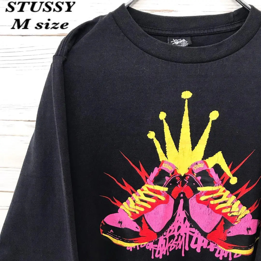 《Super raro》STUSSY☆Long TM Big Logo Negro T636