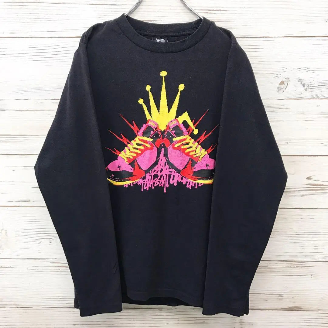 《Super Rare》STUSSY☆Long T M Big Logo Black T636