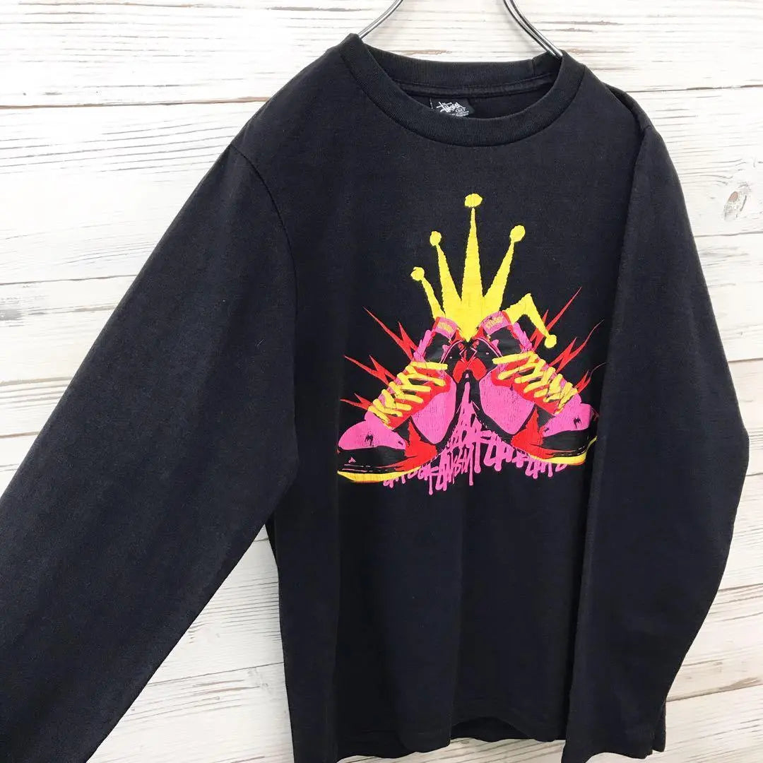 《Super raro》STUSSY☆Long TM Big Logo Negro T636