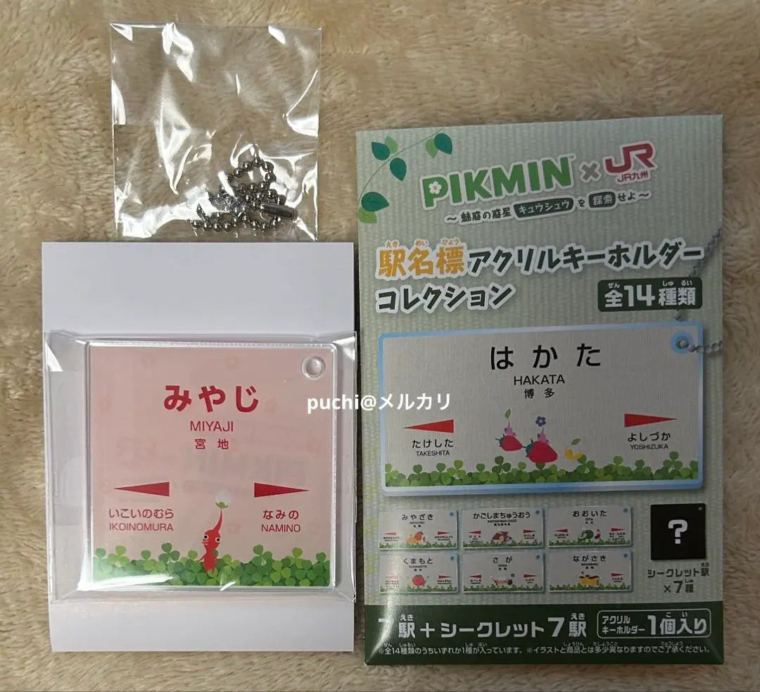 Pikmin JR Kyushu Station Name Mark Acrylic Keychain Secret 6-piece set