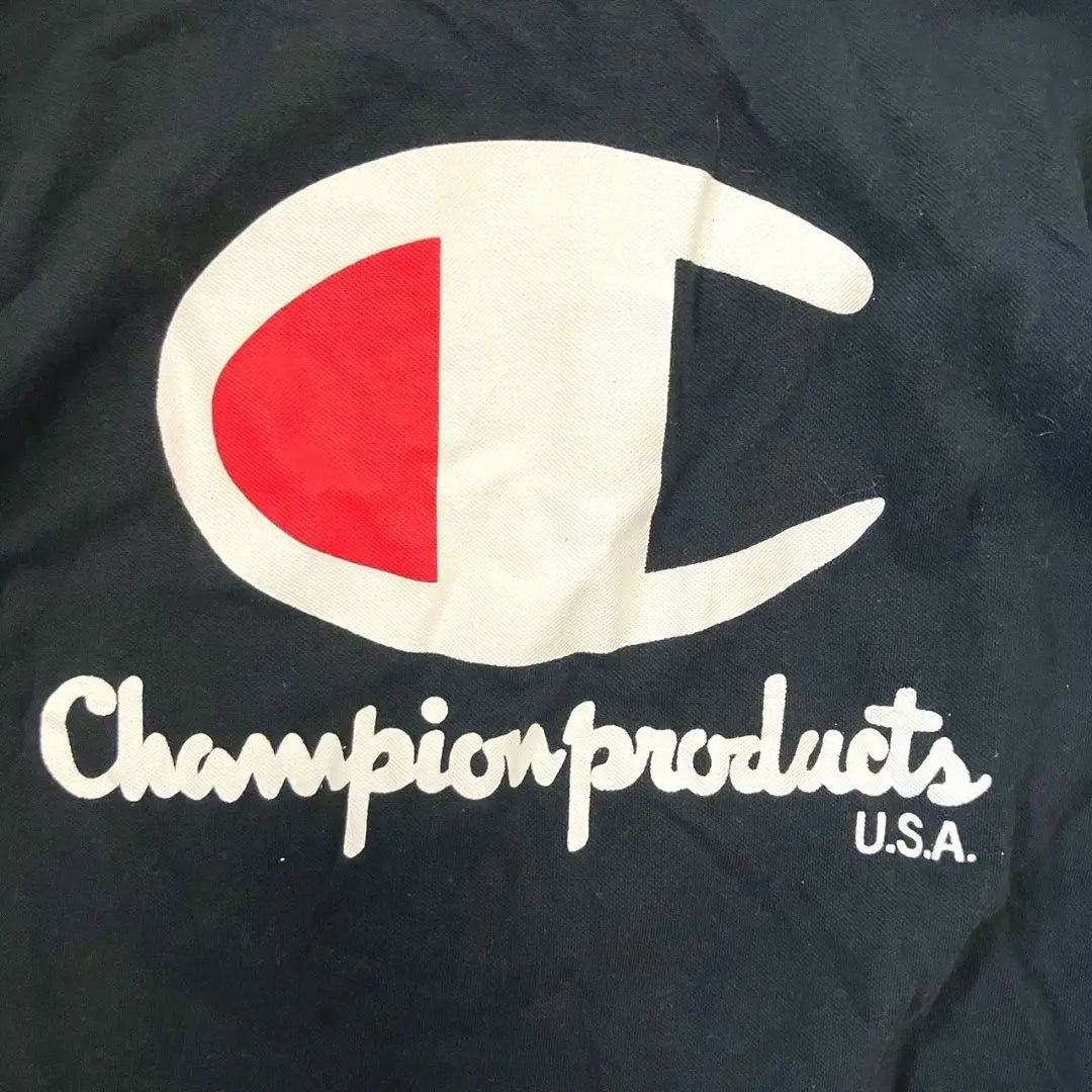 [CHAMPION] Camiseta con estampado de logotipo grande en la espalda, talla negra