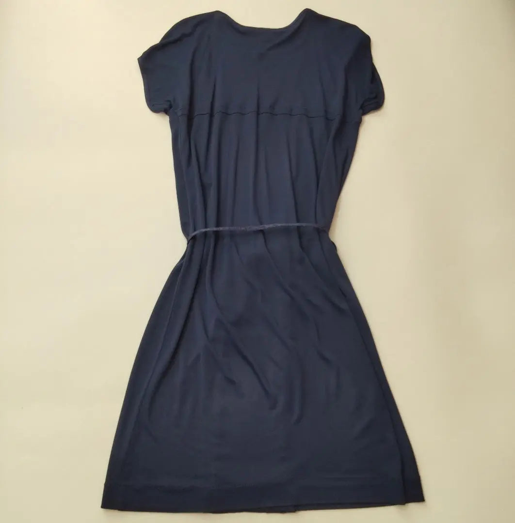 Good condition Louis Vuitton Monogram Gold Button Belt Dress Navy 38 | 良品 ルイヴィトン モノグラム 金ボタン ベルト付き ワンピース ネイビー 38