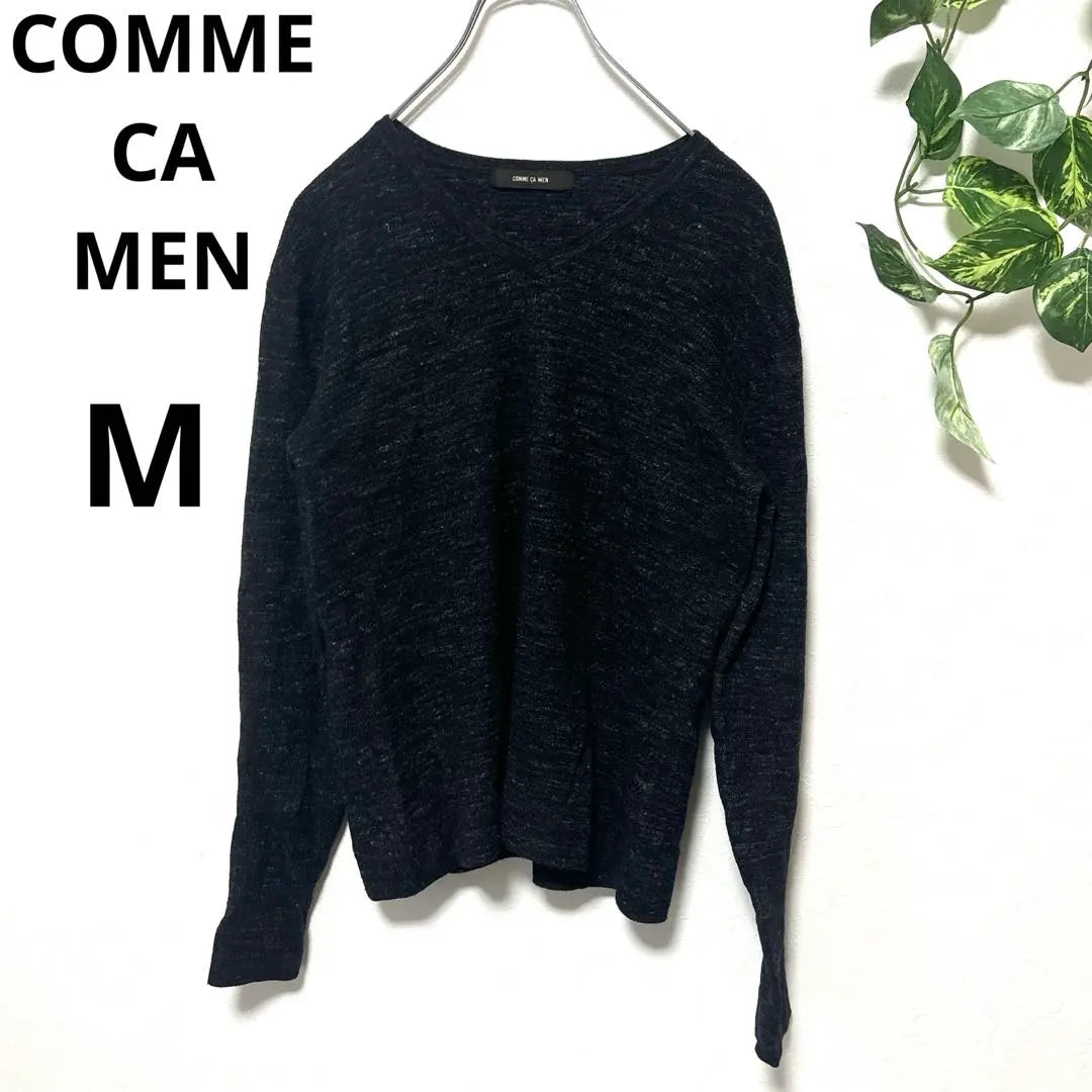 Comm Samen (M) Long Sleeve Knit Sweater Long T-shirt V-neck All-over Pattern Thin