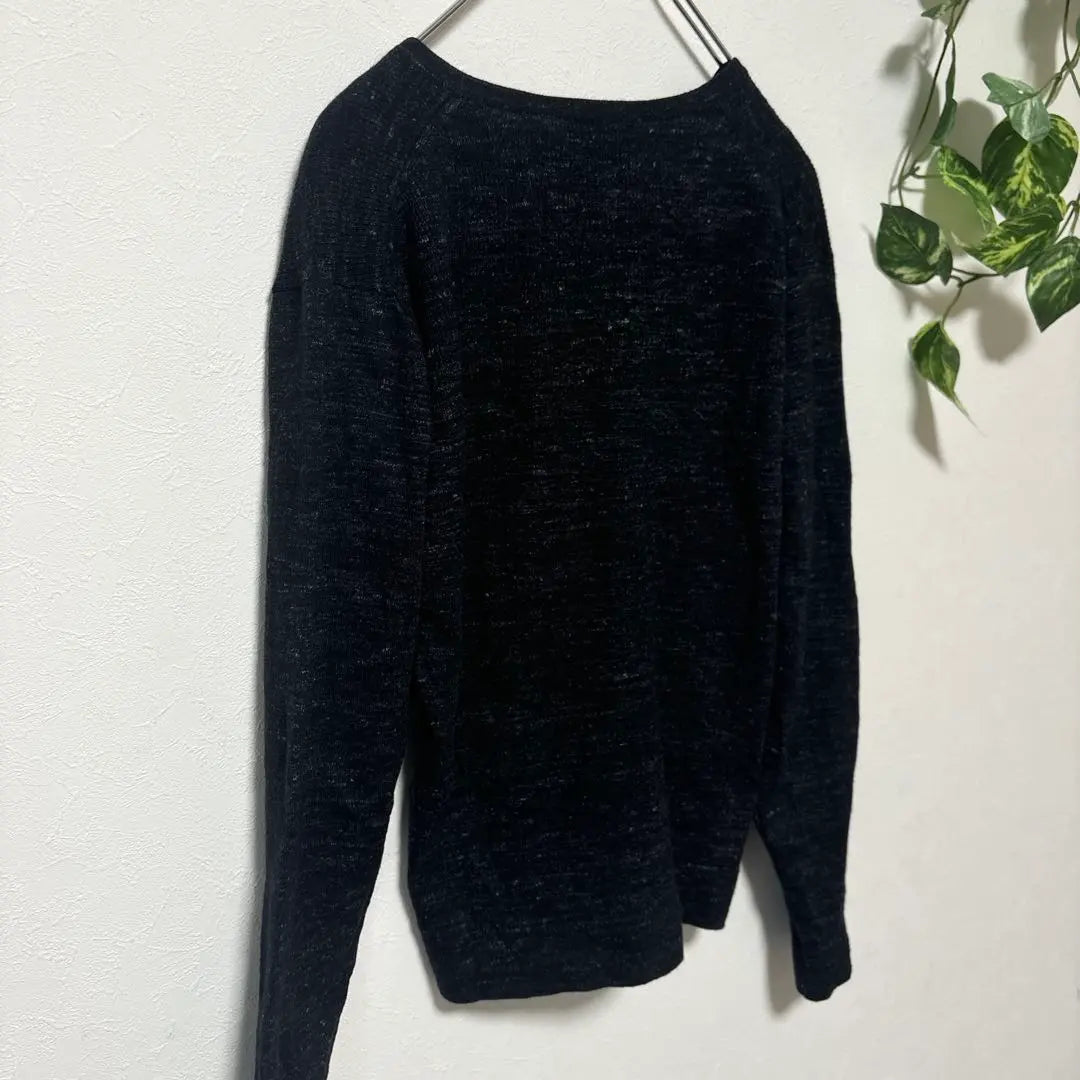 Comm Samen (M) Long Sleeve Knit Sweater Long T-shirt V-neck All-over Pattern Thin