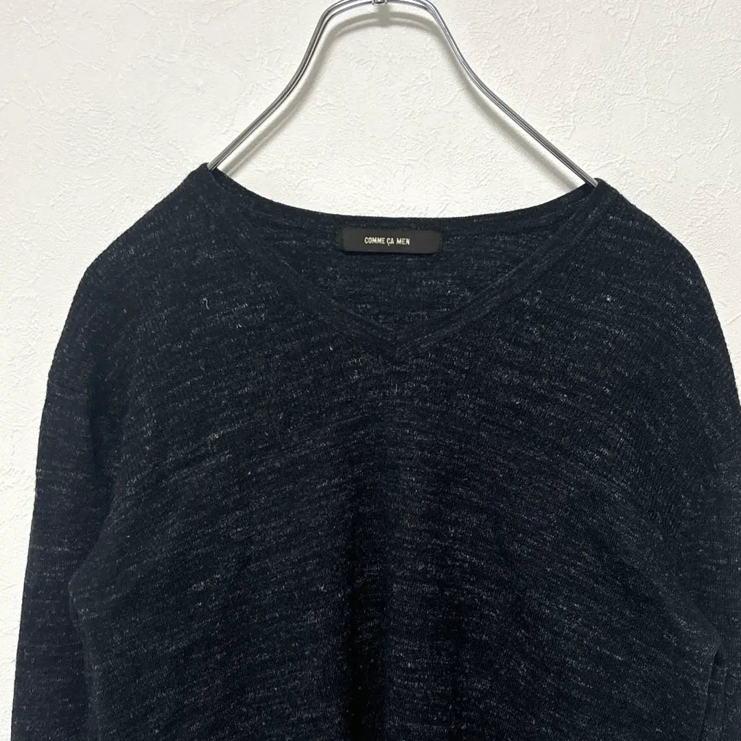 Comm Samen (M) Long Sleeve Knit Sweater Long T-shirt V-neck All-over Pattern Thin