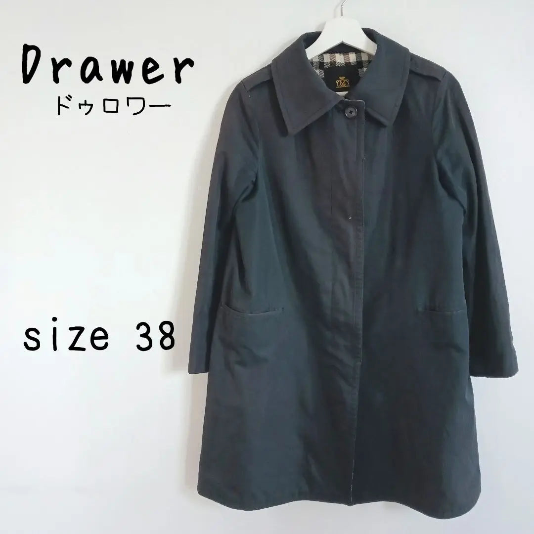 [Drawer] Stainless steel collar coat, Hiyoku style, checked lining, cotton silk material, black