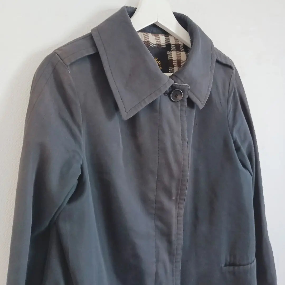 [Drawer] Stainless steel collar coat, Hiyoku style, checked lining, cotton silk material, black