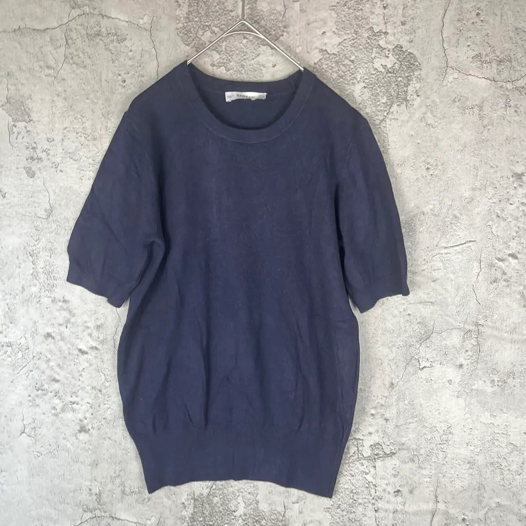 [ZARA] Navy short sleeve knit M size