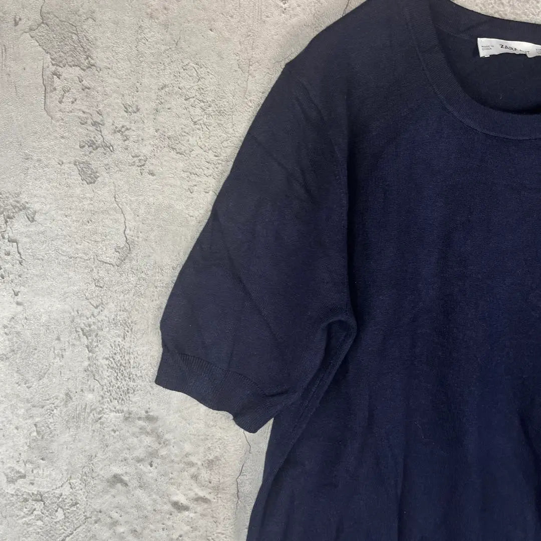 [ZARA] Navy short sleeve knit M size