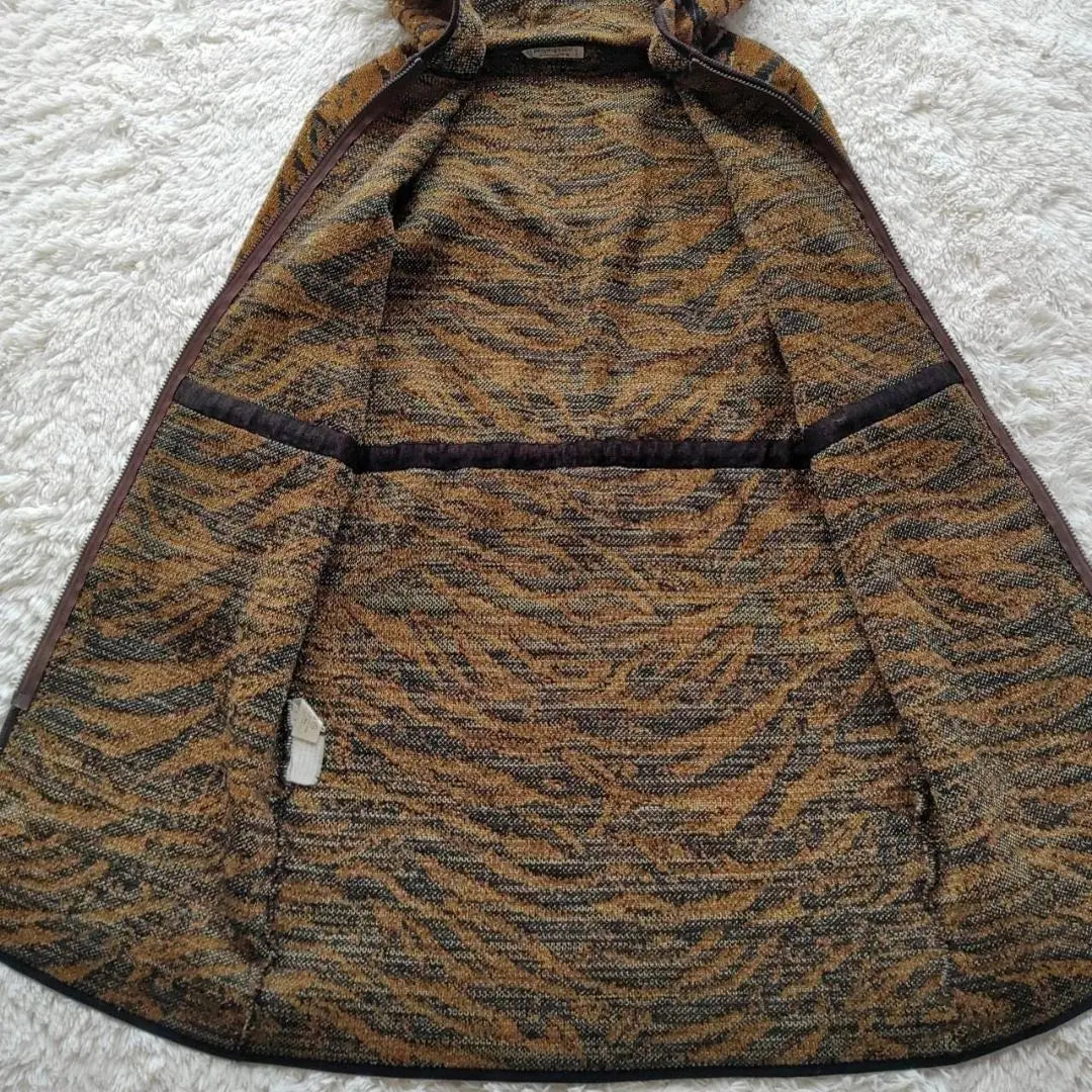 [YSL] Yves Saint Laurent Made in France Tiger Pattern Knit Long Coat | 【YSL】イヴ・サンローラン フランス製 タイガーパターン ニットロングコート