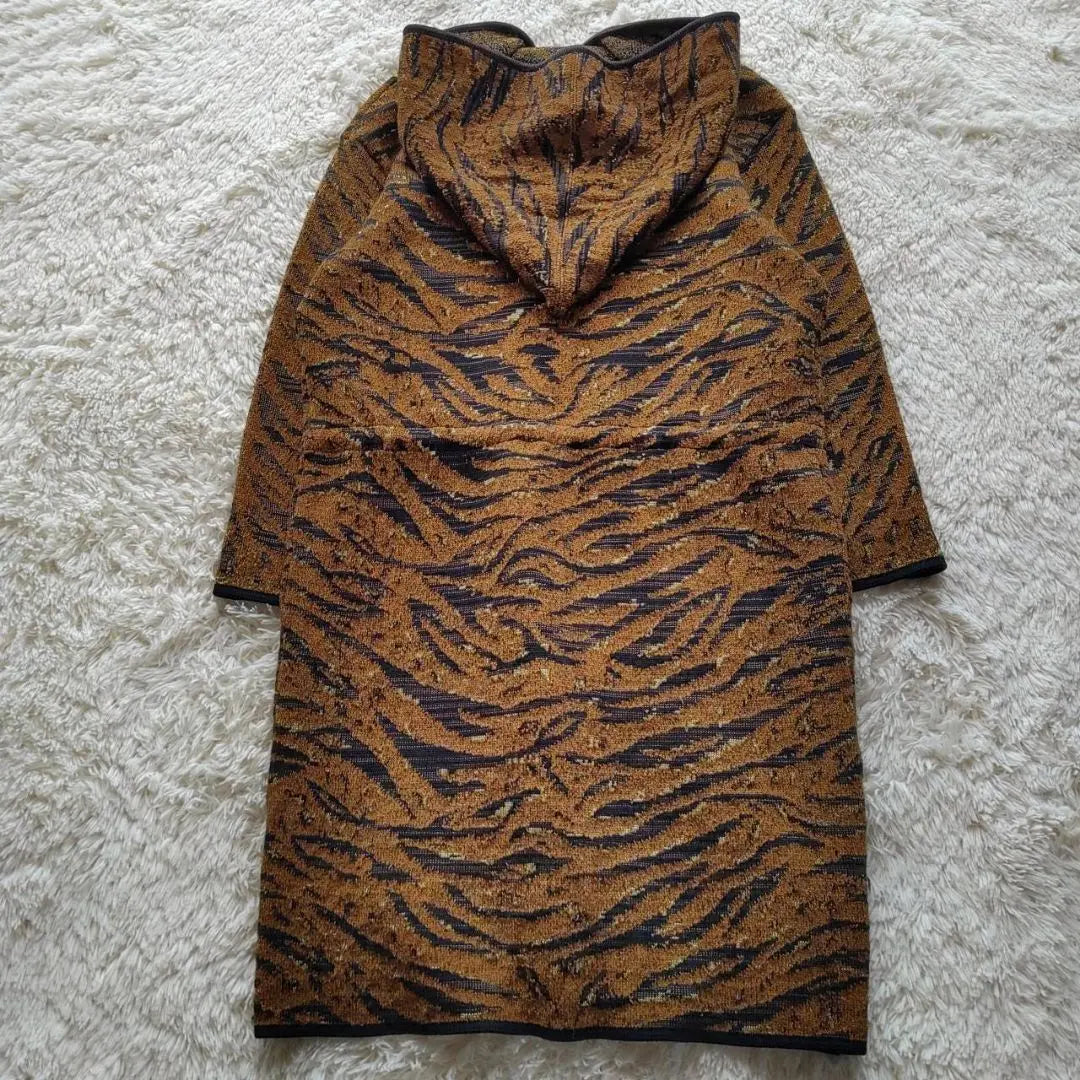 [YSL] Yves Saint Laurent Made in France Tiger Pattern Knit Long Coat | 【YSL】イヴ・サンローラン フランス製 タイガーパターン ニットロングコート