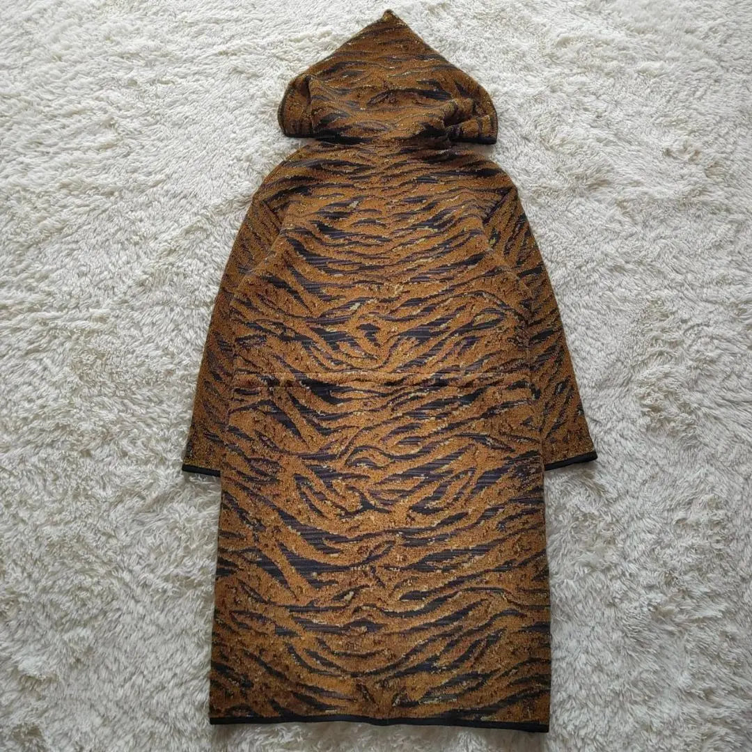 [YSL] Yves Saint Laurent Made in France Tiger Pattern Knit Long Coat | 【YSL】イヴ・サンローラン フランス製 タイガーパターン ニットロングコート