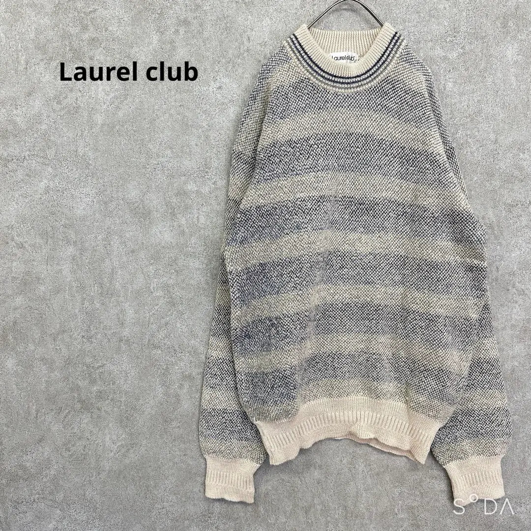 Laurel Club [Men's L] Thick border knit sweater thick crew neck | LAUREL CLUB【メンズL】太ボーダーニット セーター 厚手 クルーネック