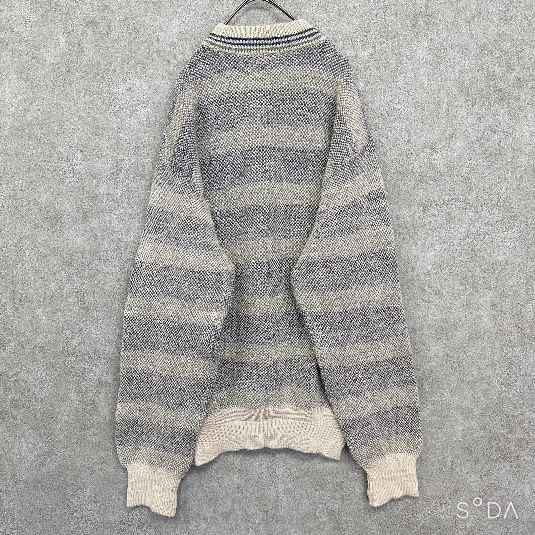 Laurel Club [Men's L] Thick border knit sweater thick crew neck | LAUREL CLUB【メンズL】太ボーダーニット セーター 厚手 クルーネック