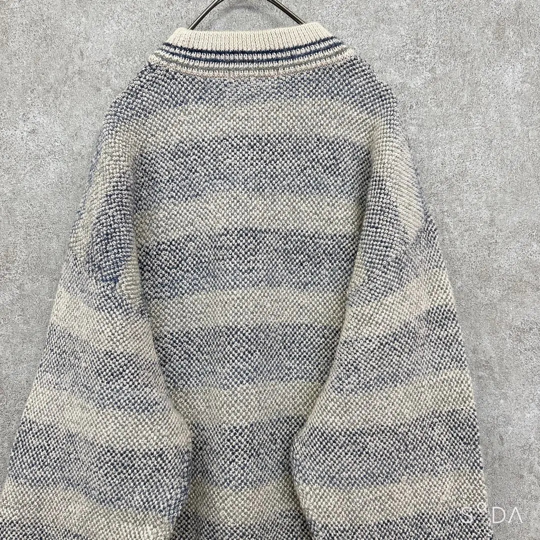 Laurel Club [Men's L] Thick border knit sweater thick crew neck | LAUREL CLUB【メンズL】太ボーダーニット セーター 厚手 クルーネック