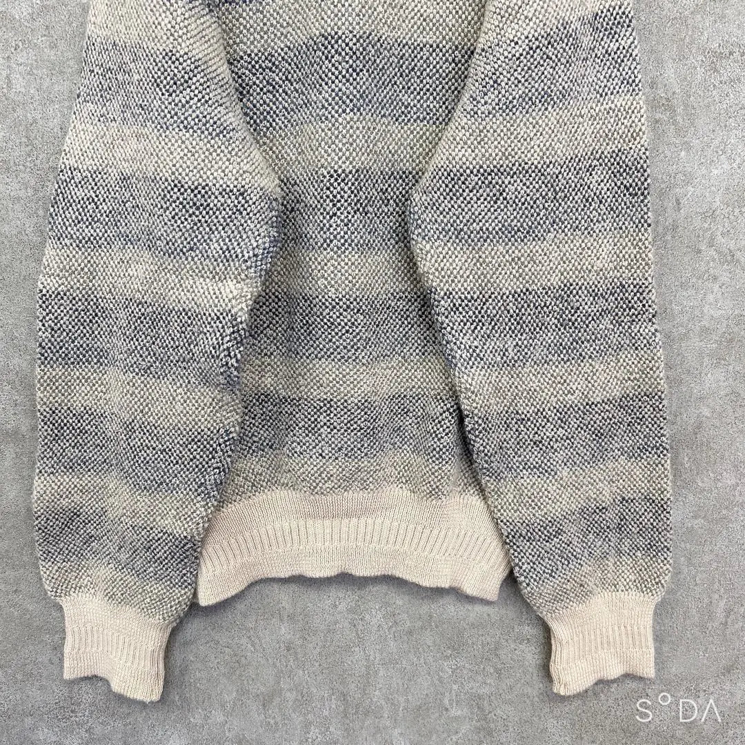 Laurel Club [Men's L] Thick border knit sweater thick crew neck | LAUREL CLUB【メンズL】太ボーダーニット セーター 厚手 クルーネック