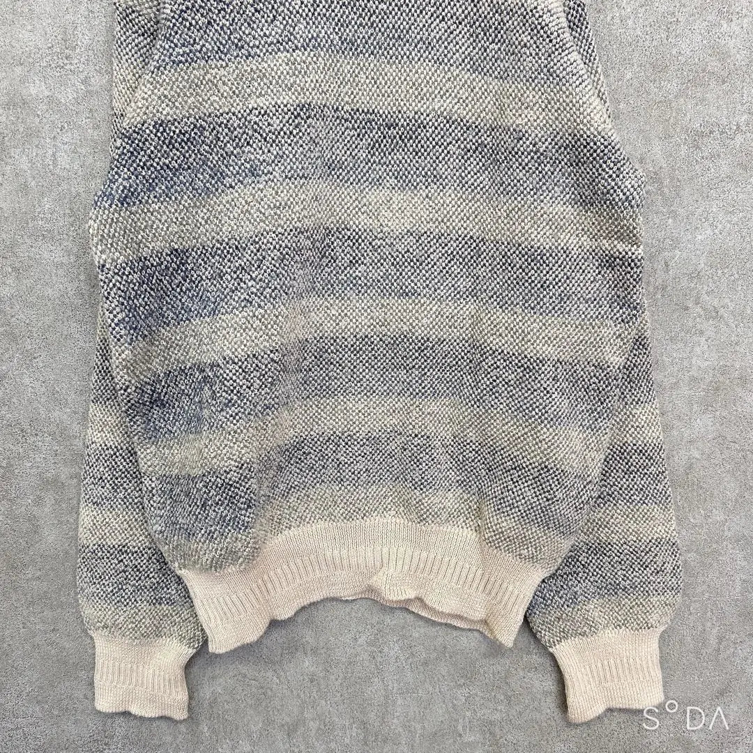 Laurel Club [Men's L] Thick border knit sweater thick crew neck | LAUREL CLUB【メンズL】太ボーダーニット セーター 厚手 クルーネック