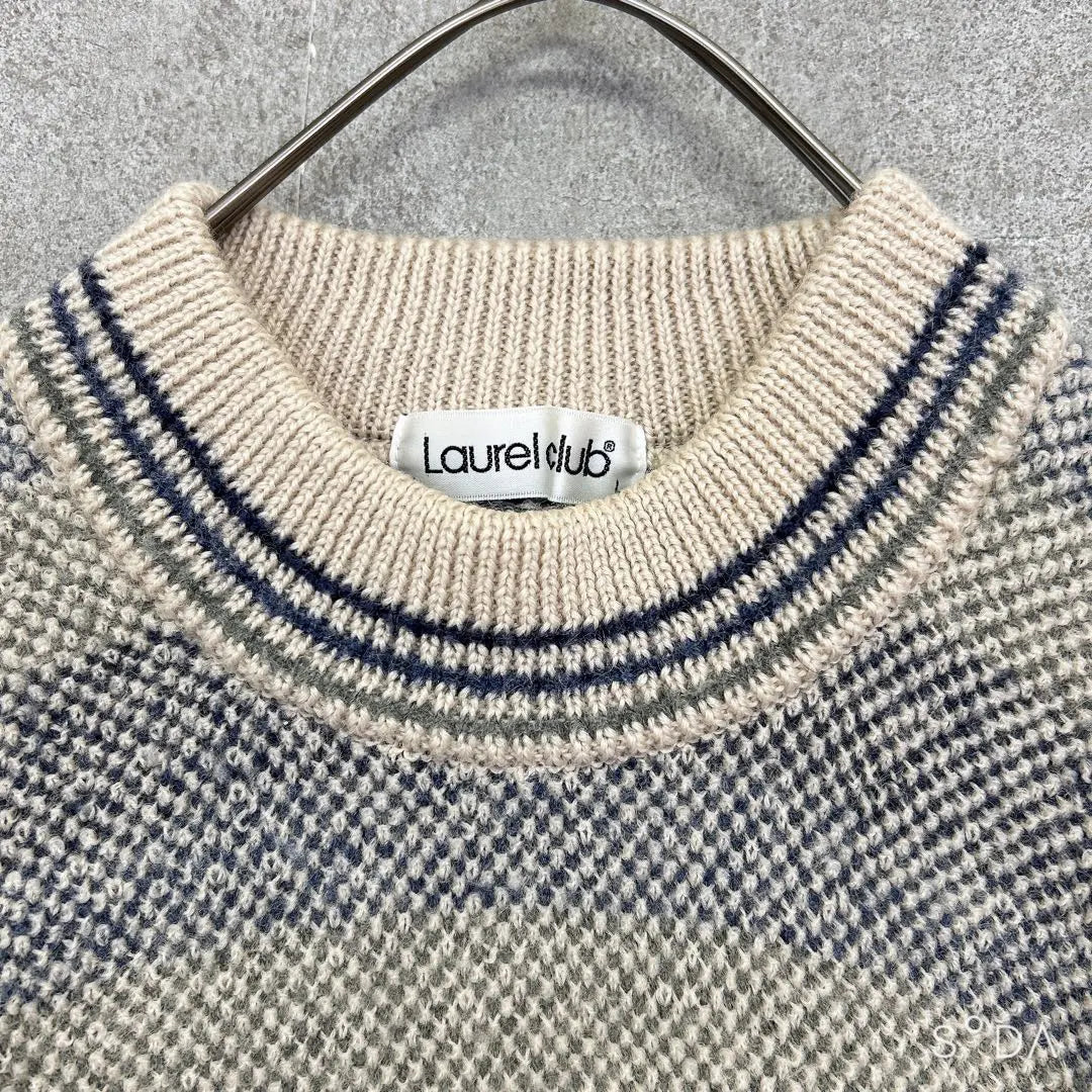 Laurel Club [Men's L] Thick border knit sweater thick crew neck | LAUREL CLUB【メンズL】太ボーダーニット セーター 厚手 クルーネック