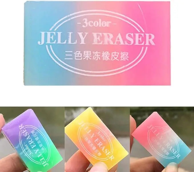 6 pieces Eraser disappears well Stylish Three-color Jelly Eraser Stationery