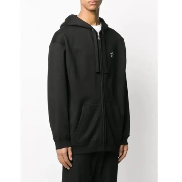 Valentino Black Zippered Hoodie Star Embroidered