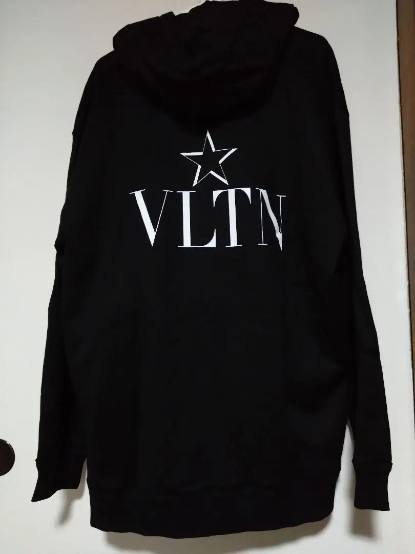 Valentino Black Zippered Hoodie Star Embroidered