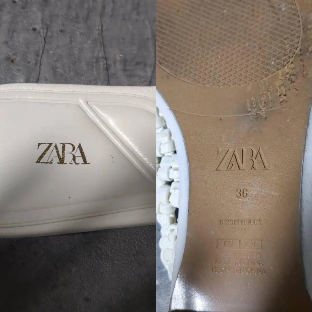 [ZARA] ZARA (36) Sandalias Mule Blancas Trenzadas