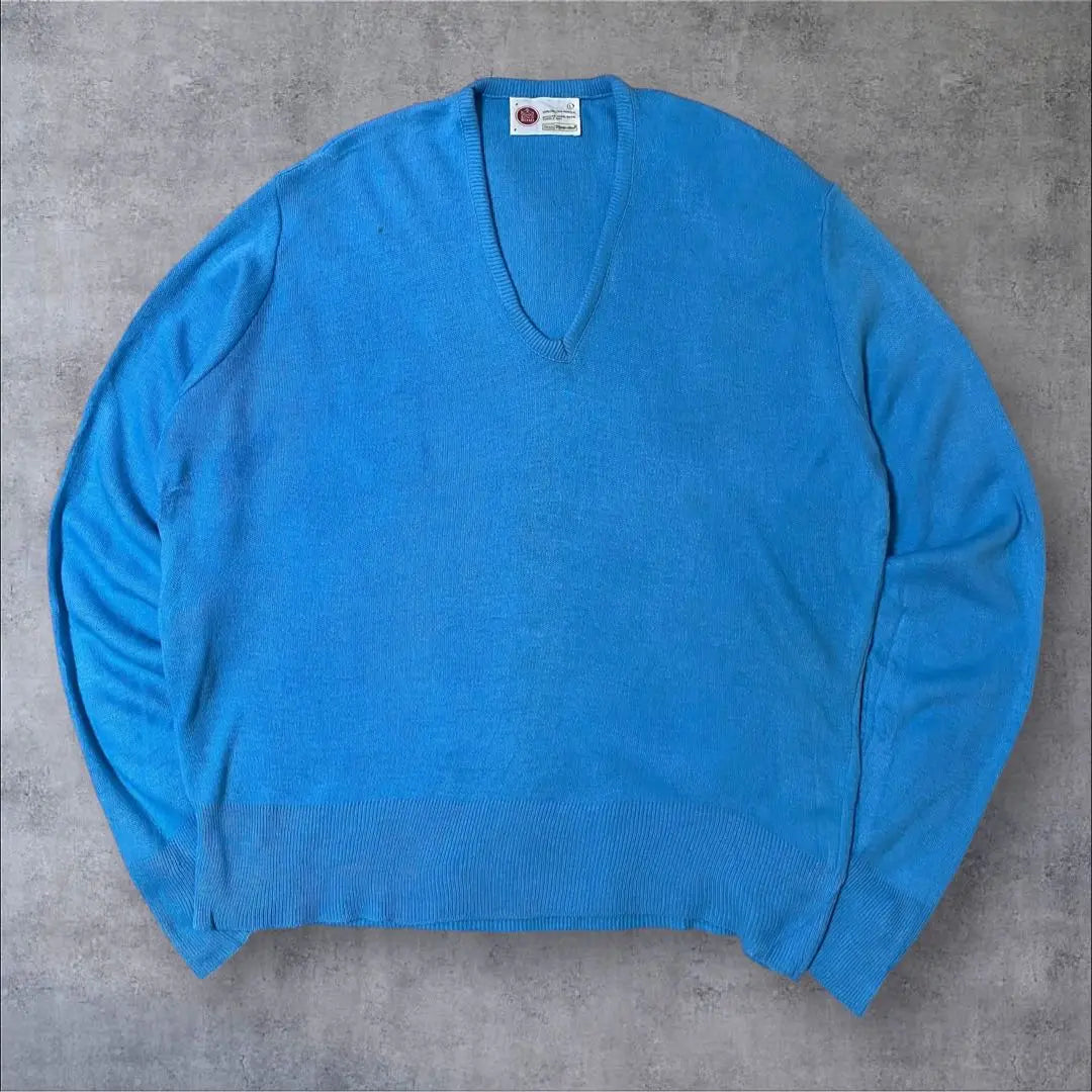 [Sears] 80s V neck knit sweater US import American old clothes Men's L