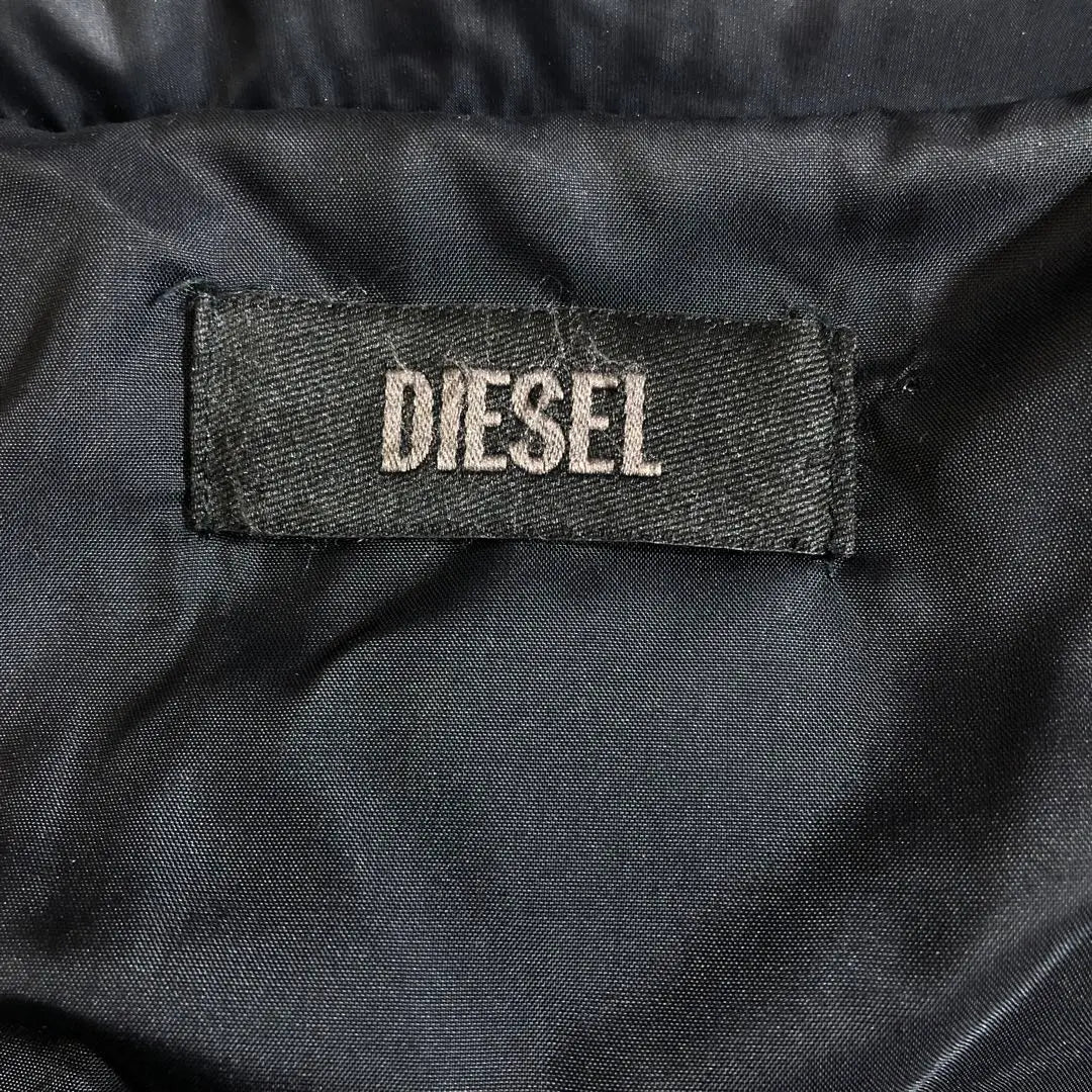 Diesel logo plate storage hooded nylon down coat