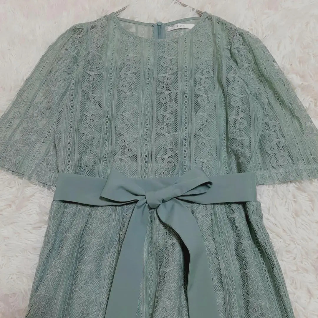 Good condition "fifth" Fifth (M) Openwork design dress, ribbon, floral pattern