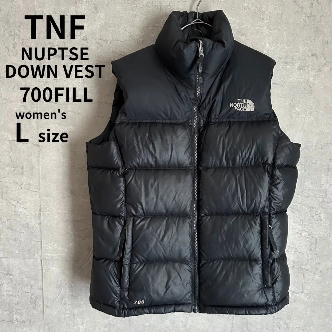 Rare North Face Nuptsy Down Vest Embroidery 700 Fill Women's Black L