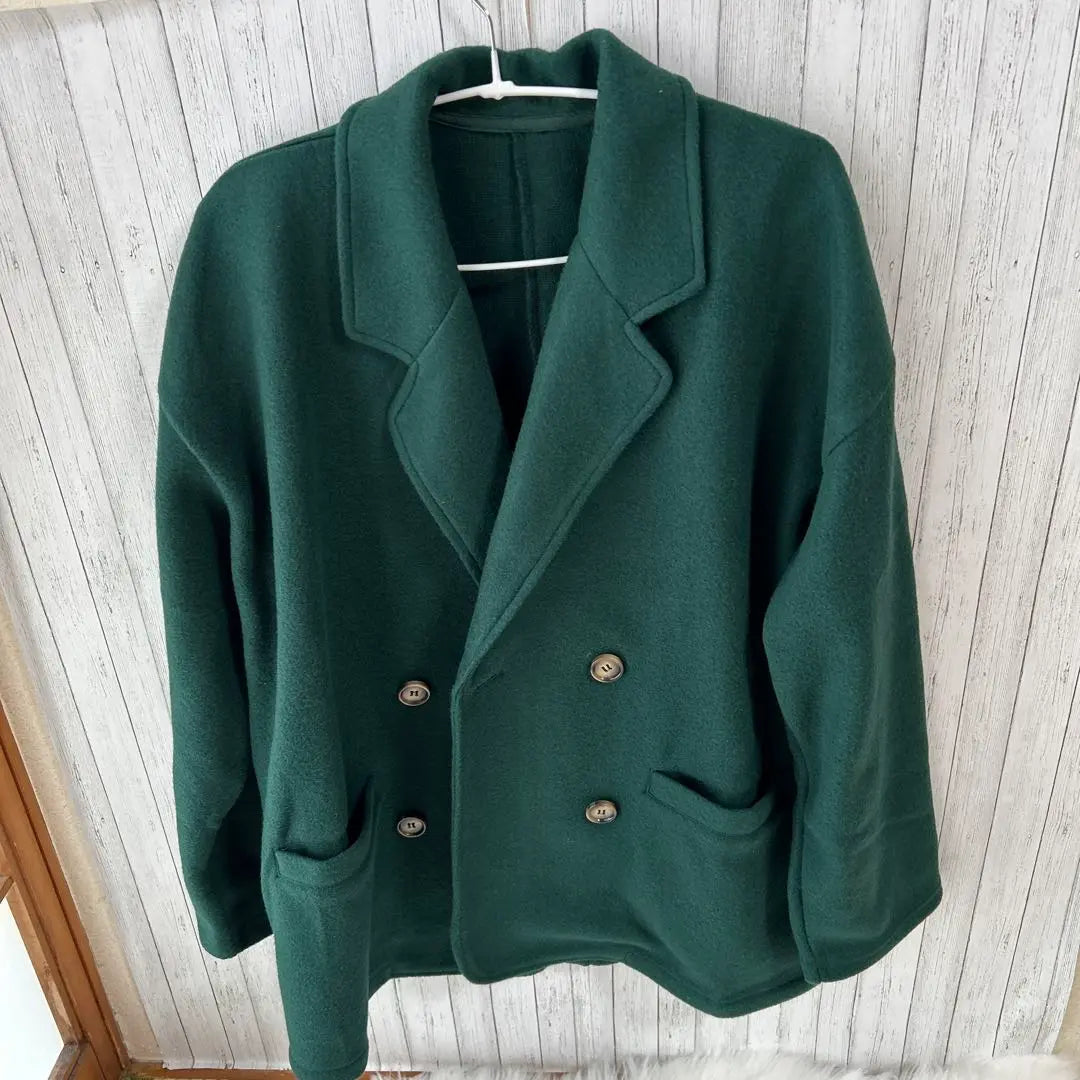 Dark Green Double Breasted Peacoat