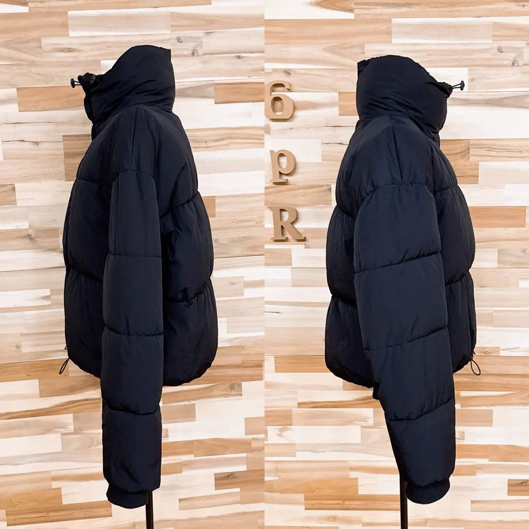 [Zara] Oversized hooded padded jacket, volume, M, black, black