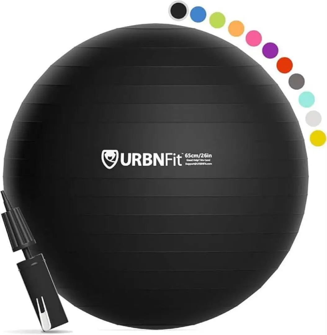 ☑️URBNFIT Pelota de equilibrio 65cm Pelota de ejercicio deportiva negra | ☑️URBNFit バランスボール 65cmスポーツ エクササイズボール ブラック